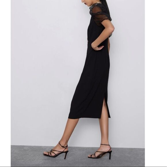 Black organza sleeve dress - Picture 3 of 7